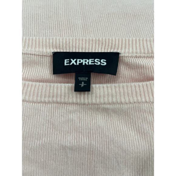 Express Lace-up Corset Puff Sleeve Pink Sweater - Picture 5 of 6